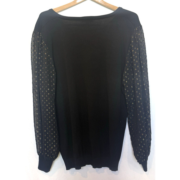 Adrianna Papell Womens Lightweight Sweater Size XL Sheer Gold Metallic Preppy - Picture 6 of 10